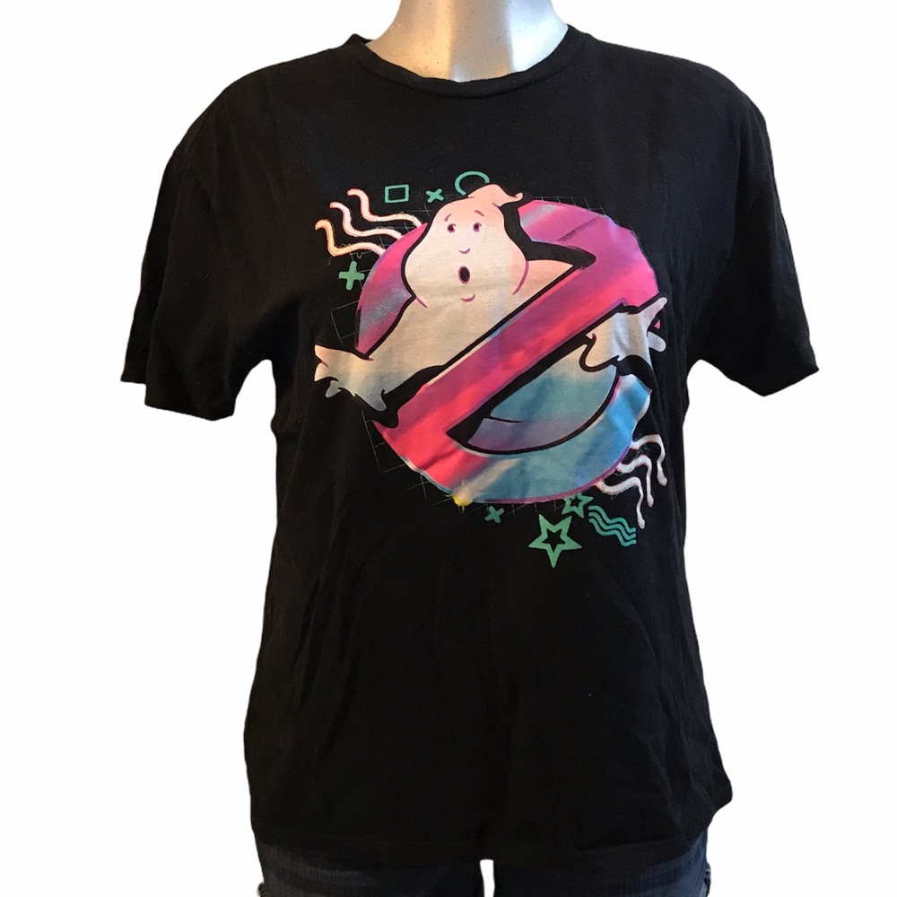 GHOSTBUSTERS T-Shirt 80's Style Loot Wear Mythical Cotton Black TV Vintage